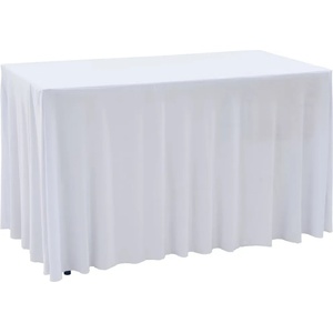 vidaXL 2 бр стреч покривки за маса с драперия, 183x76x74 см, бели (133585)