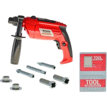 Mikro Trading červená vrtačka 26cm + 17ks příslušenství na baterie