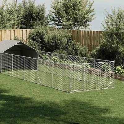 vidaXL Venkovní psí kotec s výběhem a střechou 800 x 200 x 150 cm pozinkovaná ocel 9799.3329239