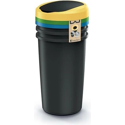 Compacta R Flap Odpadkový kôš SET recyklovaný čierny, 3 x 50 l