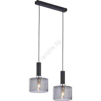 JUPITER 1859 - VA2 - Полилей на въже VANES 2xE27/60W/230V сребърна/черна (10701859)