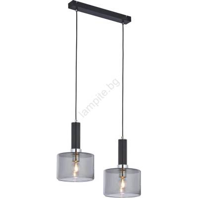 JUPITER 1859 - VA2 - Полилей на въже VANES 2xE27/60W/230V сребърна/черна (10701859)