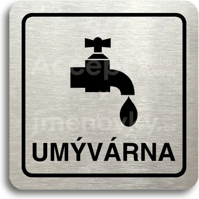 ACCEPT Piktogram umývárna - stříbrná tabulka - černý tisk