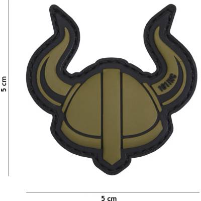 Gumová nášivka 101 Inc Viking Helmet - olivová