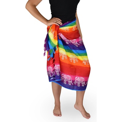Thajsko Sarong Pareo BUN slonia dúha červený pruh
