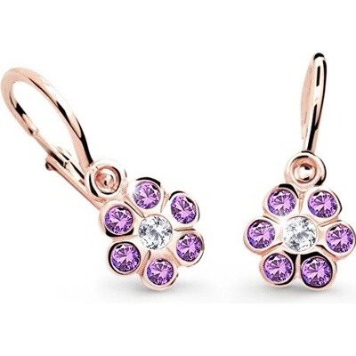 Cutie Jewellery detské náušnice z ružového zlata C1737-10-X-4 fialová