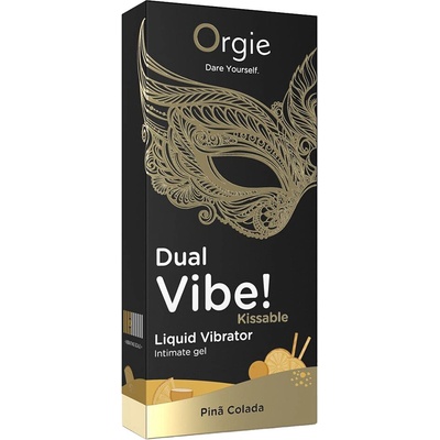 Vibrátor v kvapaline Dual Vibe! Pina Colada Kissable 15 ml Orgie