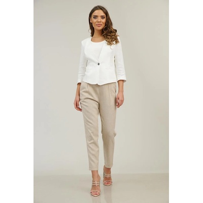 Radek's collection Елегантен дамски панталон бежов цвят на райе 62207-262