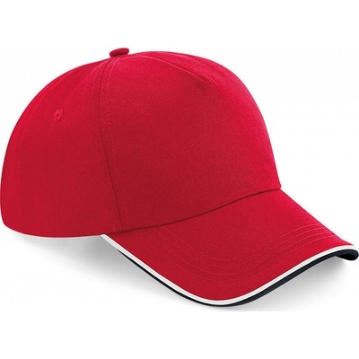 Beechfield Authentic 5 Panel Červená/Čierna/Biela