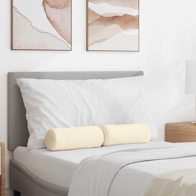 vidaXL Възглавници валяци 2 pcs Крем Ø 15 x 40 см Кордюрова тъкан (42014305)