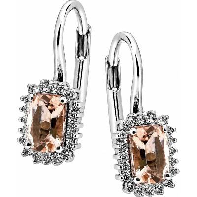 Zlaton Náušnice bílé zlato s kamenem visací 1.8cm 2.5g s morganitem 0.890ct a diamanty 0.220ct N07042602493