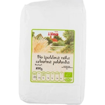 J.VINCE Špaldová mouka celozrnná polohrubá BIO 1 kg