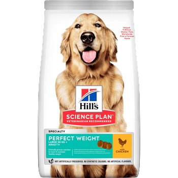 Hill's HILL'S SCIENCE PLAN Perfect Weight Large Breed Adult Chicken - пълноценна суха храна за намаляване и поддържане на теглото при кучета от едри породи (над 25 кг) над 1 година - 12 кг