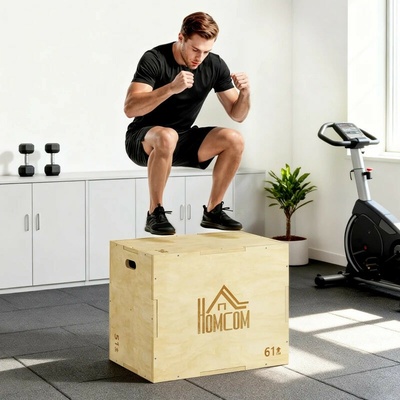 HOMCOM Dřevěný plyo-Box 3 v 1, 51/61/76 cm – Zbozi.Blesk.cz