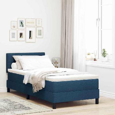 Postel s boxspringem s čelo Modrá 90 x 190 cm textil