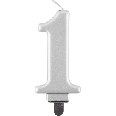 Godan Свещ за рожден ден 1 металик сребриста