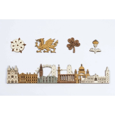 Dřevěná mapa Velké Británie Panel památek
