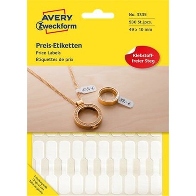 AVERY ZWECKFORM Cenové etikety, 49x10 mm, AVERY ZWECKFORM, biele