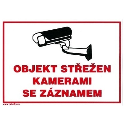 Objekt střežen kamerami se záznamem 150x210mm - samolepka