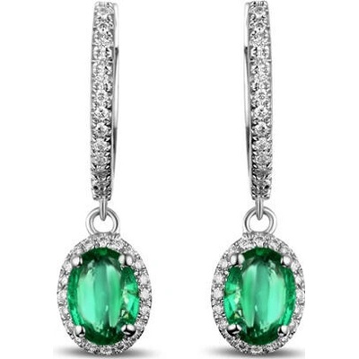 Eppi Smaragdové visiace náušnice s diamantmi Helen E31143