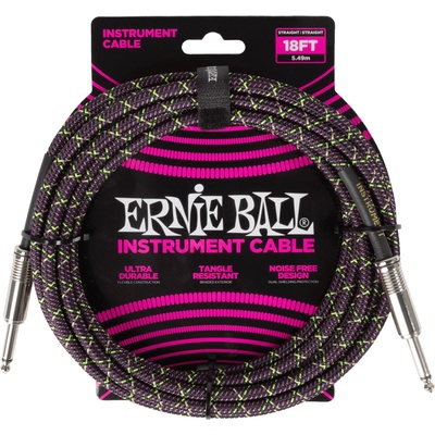 Ernie Ball Braided Instrument Cable Straight/Straight 18ft - Purple Python