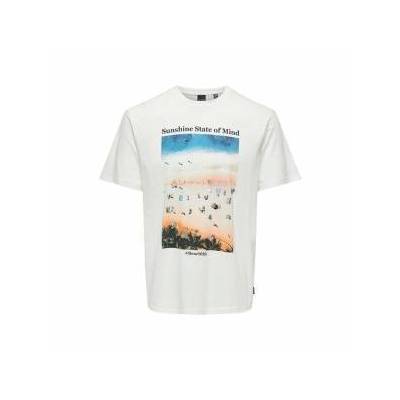 Мъжка тениска с къс ръкав Only & Sons Onskolton Reg Beach Бял Размер 2XL