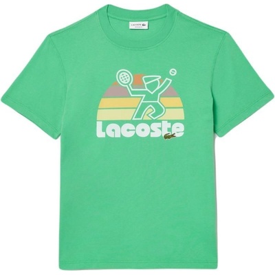 Lacoste Washed Effect Tennis Print T-Shirt zelené