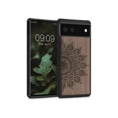 kwmobile Дървен калъф за Google Pixel 6 - тъмнокафяв