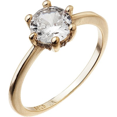 Evolution Group Pozlacený stříbrný prsten se zirkonem 15013.1