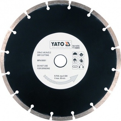 Yato Kotouč řezný diamantový 230 x 22,2 x 2,7 mm, YT-6005