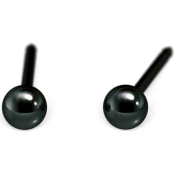 STUDEX Сребърни обеци Studex с черни топчета, 4 мм, 7517-0300