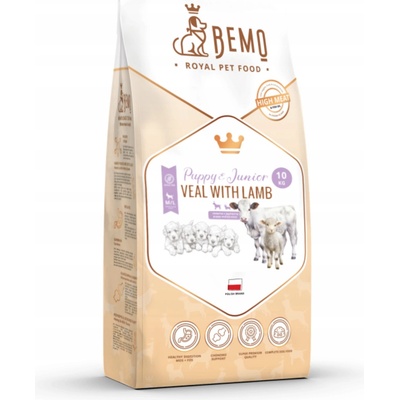 Bemo Puppy & Junior teľacie s jahňacím mäsom Medium & Large 10 kg