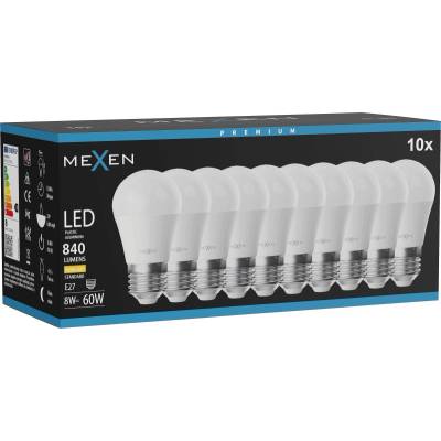 Mexen Nova 10x LED крушка E27, G45, 8W, Топла - 3000K, 840 lm - L101-E27-0830-01x10 (L101-E27-0830-01x10)