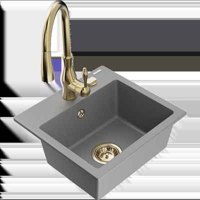 Milo гранитна мивка с 1 отделение с кухненски смесител Savita, сив (6505-71-672601-50)