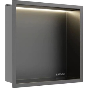 BALNEO Вградена квадратна LED ниша Balneo Wall-Box One с рамка 30x30x10 см, Gun Metal мат (B0101080109-1)