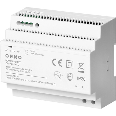 ORNO Napájení na DIN lištu 12V, 11.3A, 135.6W