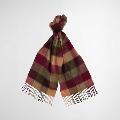 Kostkovaná ze 100% jehněčí vlny Barbour Large Tattersall Scarf Tawny Port