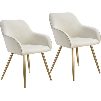 tectake 405420 marilyn menčestrová tkanina čalúnená krémová / zlatá 2 ks