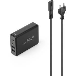 Hama Зарядна станция 65 W, GaN, Fast Charger, 2 x USB-C, 2 x USB-A, PD (HAMA-201979) - Allstore