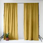 Linen Tales Жълто ленено перде 140x300 cm Lemon Curry - Linen Tales (LT-CURTNTU-140x300-LC)