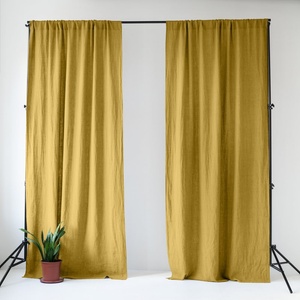 Linen Tales Жълто ленено перде 140x300 cm Lemon Curry - Linen Tales (LT-CURTNTU-140x300-LC)