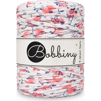 Bobbiny T-shirt yarn Bobbiny - T-shirt yarn: Světlý s korálově růžovými květy