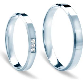 Image 1 of SAVICKI Сватбени халки: бяло злато, скосени. 3 мм