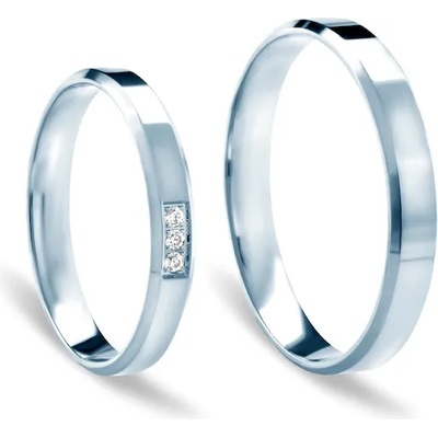 SAVICKI Сватбени халки: бяло злато, скосени. 3 мм