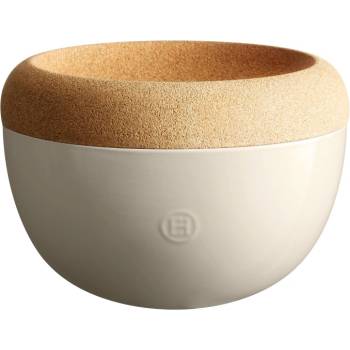 Emile Henry Керамична купа / фруктиера с корков капак "deep storage bowl" - Ø 27 см - цвят екрю (eh 8764-02)