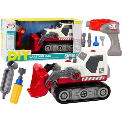 mamido Montážní pásový bagr DIY pro nejmenší bílý