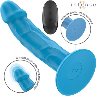 Intense Phoebe Realistic Vibrator with Suction Cup & Remote Control Blue
