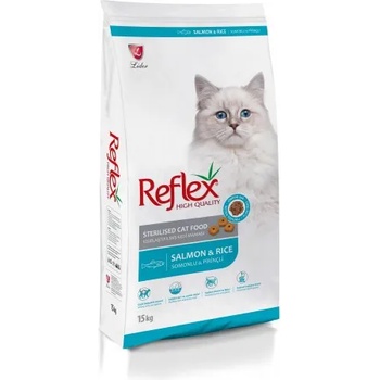 Lider Pet Food Reflex Sterilised Adult Cat - Специална храна за израснали кастрирани котки от всички породи със сьомга и ориз 15 кг, Турция