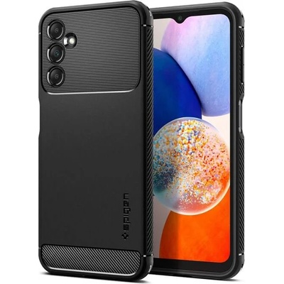 Spigen Противоударен Силиконов Калъф за Samsung A14, Spigen Rugged Armor Case, Черен (ACS05847)