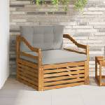 vidaXL Външен диван Solid Acacia Wood Натурално и светлосиво (3436411)